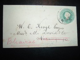 LETTRE ENTIER HALF ANNA OBL 8 OC 95 NARAYANGANJ + REEXPEDITION BHAIRAB - 1882-1901 Empire