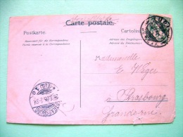 Switzerland 1905 Postcard To Strassburg (very Thin Paper Postcard) - Numeral - Briefe U. Dokumente