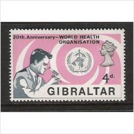 # GIBILTERRA GIBRALTAR - 1968 - WHO Health Salute - Stamp MNH - SG228 - WHO