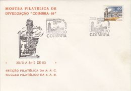 608- COIMBRA CLOCK TOWER, SPECIAL COVER, 1980, PORTUGAL - Covers & Documents