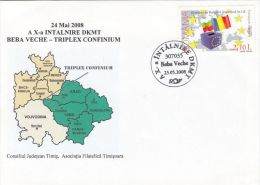 622- DANUBE- CRIS- MURES- TISA EUROREGION MEETING, SPECIAL COVER, 2008, ROMANIA - Lettres & Documents