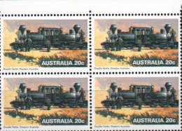 Australia 1979 Steam Railways / Trains 20c Double Fairlie MNH Block Of 4 - Nuovi