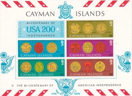 Cayman Islands 1976 Ameican Independence Bicentennial Souvenir Sheet MNH - Kaimaninseln