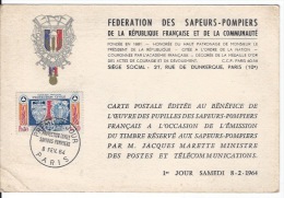 CPSM Premier Jour Sapeurs Pompiers PARIS 1964 - 1960-1969