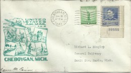 UNITED STATES STATI UNITI USA 12 JUN 1941 CHEBOYGAN MICH FIRST FLIGHT AM 41 FDC COVER - 1941-1950