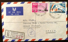 NIGERIA Oiseaux, Perroquet, Yvert 184 Sur Lettre Recommandée. Affranchissement Composé 21/04/1972 Pour L'italie - Papageien