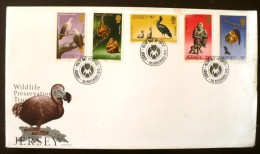 JERSEY Oiseaux Yvert 201/205, Sur Enveloppe 1er Jour, FDC, Emis En 1979 (Pigeons - Singe, Chave Souris) - Otros & Sin Clasificación