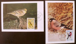 ANDORRE Oiseaux Yvert 240/41 Sur 2 Cartes Maximums. FDC, Emis En 1974 - Other & Unclassified