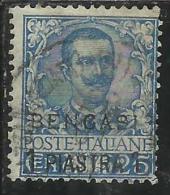 BENGASI 1901 SOPRASTAMPATO D'ITALIA ITALY OVERPRINTED 1 PI SU 25 C USATO USED OBLITERE' - Altri & Non Classificati