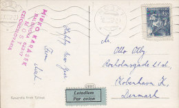 Czechoslovakia PPC Letlem Par Avion Label MOST 1957 To Denmark Real Photo (2 Scans) - Airmail