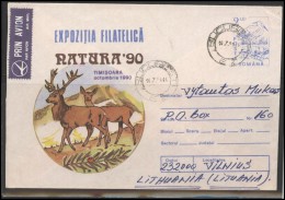 ROMANIA Postal History Stamped Stationery Air Mail Brief Envelope RO 084 Fauna Animals Birds - Cartas & Documentos