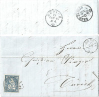 Faltbrief  Gossau - Zürich  (Fingerhutstempel)         1865 - Cartas & Documentos
