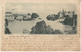 Gruss Aus Schwerin Germany, View 'Der Alte Garten', Reichspost Stamps, C1890s/1900s Vintage Postcard - Schwerin