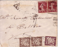 SEMEUSE - LETTRE DE CARPENTRAS LE 26-1-1938 POUR BOLLENE AVEC TAXE  50+10x2 - 1859-1959 Briefe & Dokumente