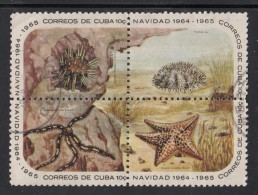 Cuba Used Scott #923-#926 Block Of 4 Different 10c Starfish And Sea Urchins - Usados