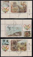 Cuba Used Scott #916a, #921a, #926a Blocks Of 5 Plus Label Coral, Jellyfish, Starfish - Christmas - Gebraucht