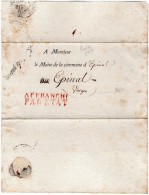 TB 283 - Franchise Militaire Sans Correspondance - PARIS Ministre De La Guerre Pour Le Maire EPINAL - 1801-1848: Précurseurs XIX