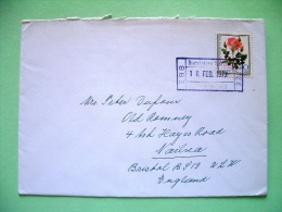Switzerland 1973 Cover To England - Flowers Roses - SBB Cancel - Storia Postale