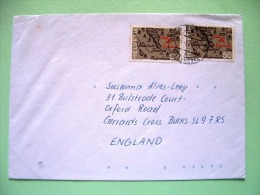 Switzerland 1989 Cover To England - Maps - Battle - Cartas & Documentos