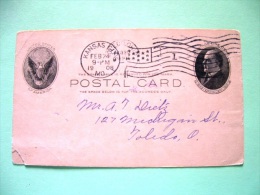 USA 1908 Pre Paid Card Kansas City To Toledo - McKinley - Eagle - Other & Unclassified