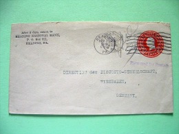 USA 1919 Pre Paid Cover Reading To Germany - Washington - Autres & Non Classés