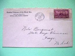 USA 1937 Cover Devils Lake To Fargo - Sherman Grant Sheridan - Veterans WW I Logo - Other & Unclassified