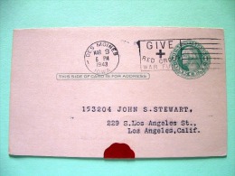 USA 1943 Pre Paid Postcard With Answer Des Moines To Los Angeles - Washington - Red Cross Slogan - Other & Unclassified