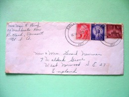 USA 1957 Cover Rutland To England - Statue Of Liberty - Building - Jefferson - Sonstige & Ohne Zuordnung