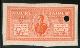 India Fiscal Jaipur State 4As King Man Singh Type10 KM103 Court Fee Revenue Stamp Inde Indien #  3985A - Jaipur