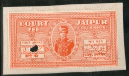 India Fiscal Jaipur State 4As King Man Singh Type10 KM103 Court Fee Revenue Stamp Inde Indien #  3985F - Jaipur