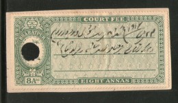 India Fiscal  Bharatpur 8 As Court Fee TYPE 4 KM - 54 Court Fee Revenue Stamp Inde Indien # 101C - Jaipur
