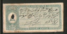 India Fiscal  Bharatpur 8 As Court Fee TYPE 4 KM - 54 Court Fee Revenue Stamp Inde Indien #  101D - Jaipur