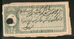 India Fiscal  Bharatpur 8 As Court Fee TYPE 4 KM - 54 Court Fee Revenue Stamp Inde Indien # 101E - Jaipur
