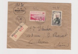 TIMBRE. LETTRE. ....MONACO.MONTE CARLO.BLEICHER.COURBEVOIE.SEINE.RECOMMANDE. - Brieven En Documenten