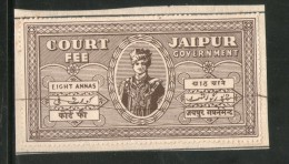 India Fiscal Jaipur 8 As Court Fee TYPE 4 KM 10 Court Fee Revenue Stamp Inde Indien # 291B - Jaipur
