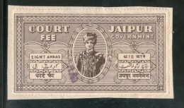 India Fiscal Jaipur 8 As Court Fee TYPE 4 KM 10 Court Fee Revenue Stamp Inde Indien # 291C - Jaipur