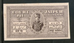 India Fiscal Jaipur 8 As Court Fee TYPE 4 KM 10 Court Fee Revenue Stamp Inde Indien # 291D - Jaipur