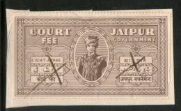 India Fiscal Jaipur 8 As Court Fee TYPE 4 KM 10 Court Fee Revenue Stamp Inde Indien # 291E - Jaipur