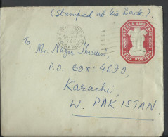 India 1968 Postal Stationery Envelope 15 Naye Paise Used, Postal History Cover From India To Pakistan. - Briefe U. Dokumente