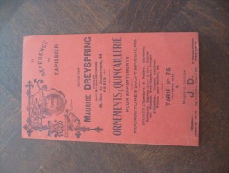 Catalogue Publicitaire Illustré. Dreyspring. Paris.Tapissier,décoration Intérieur 1922; 24 PAGES; - Werbung