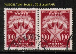 YUGOSLAVIA    Scott  # J 79  VF USED PAIR - Timbres-taxe