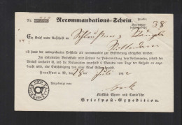 Thurn Und Taxis Rekommandations-Schein 1862 - Cartas & Documentos