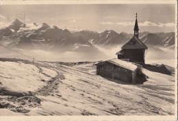 864- KITZSTEINHORN MOUNTAIN IN WINTER, CHURCH, CHALET SPECIAL ROUND STAMP, CPA - Kaprun