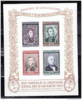 RO) 1950 ARGENTINA,TRIBUTE TO GENERAL SAN MARTIN LIBERATOR, SOUVENIR MNH - Ongebruikt