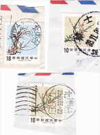 36 - CHINA REPUBLIC - REPUBBLICA DI CINA TAIWAN FORMOSA  FRAGMENT 3X STAMPS - Gebraucht