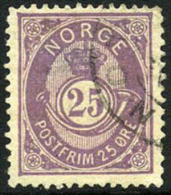 Norway #45 Used 25o Dull Violet Numeral/Post Horn From 1884 - Usati