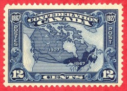 Canada #  145 - 12 Cents  - Mint - Dated  1927 - Map Of Canada /  Carte Du Canada - Unused Stamps