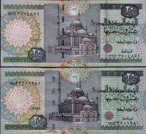 EGYPT / 20 POUNDS / 2 NOTES WITH DIFFERENT WMK / UNC. / 4 SCANS . - Egypt