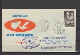 Première Liaison Aérienne - Paris New-York  - Cargo Jet -  Air France -  01/09/1965 - Reportée Au 3/09/1965 - First Flight Covers