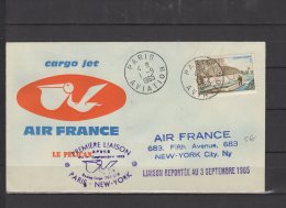 Première Liaison Aérienne - Paris New-York  - Cargo Jet -  Air France -  01/09/1965 - Reportée Au 3/09/1965 - First Flight Covers